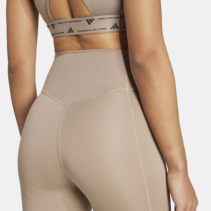 adidas Women's Optime Essentials Training Leggings Brown adidas Women's Optime Essentials Training Leggings Brown image number 3