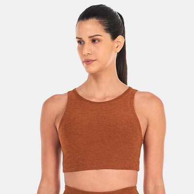 BEYOND YOGA Women's Spacedye Open Back Sports Bra Brown
