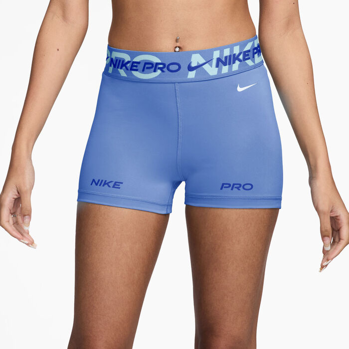 Nike Women's Pro Mid-Rise Graphic Biker Shorts Blue Nike Women's Pro Mid-Rise Graphic Biker Shorts Blue image number 0