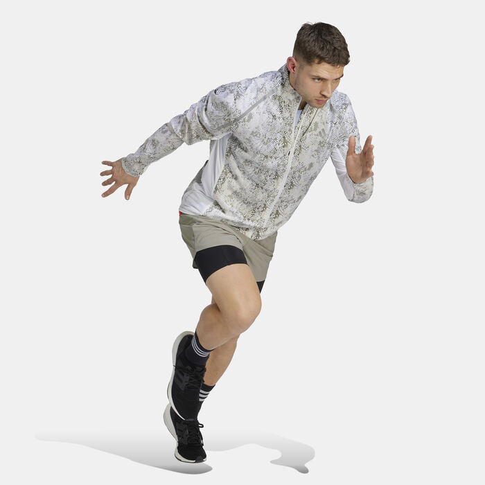 adidas Men's Allover Print Marathon Jacket White adidas Men's Allover Print Marathon Jacket White image number 2