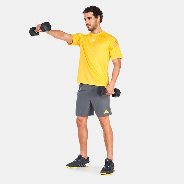 adidas Men's Train Icons 3-Stripes Training T-Shirt yellow adidas Men's Train Icons 3-Stripes Training T-Shirt yellow image number 2