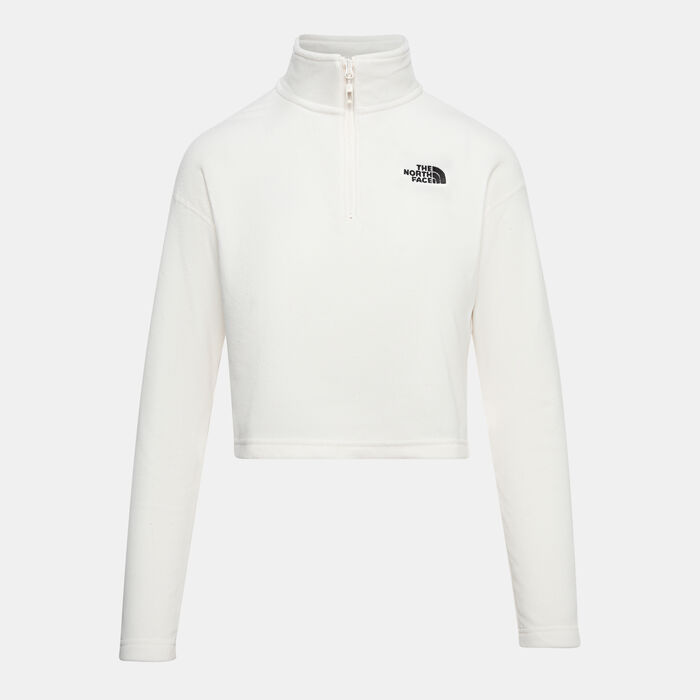 The North Face Women’s 100 Glacier 1/4-Zip Crop Top White The North Face Women’s 100 Glacier 1/4-Zip Crop Top White image number 0