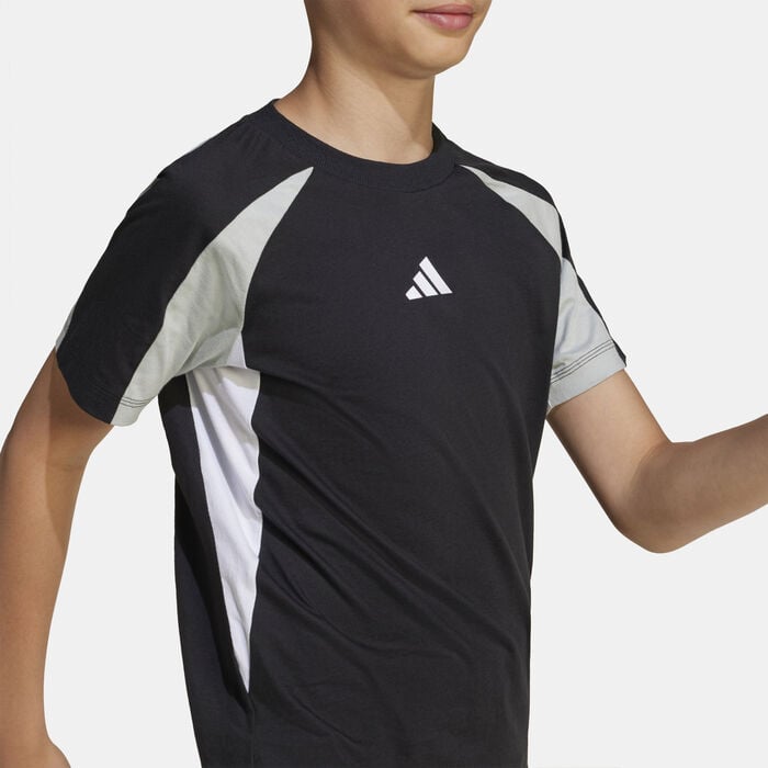adidas Kids' Seasonal Essentials Colorblock T-Shirt Black adidas Kids' Seasonal Essentials Colorblock T-Shirt Black image number 4