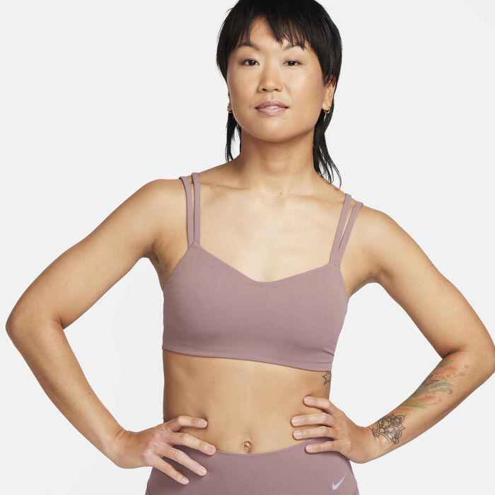 Nike Women's Zenvy Dri-FIT Strappy Light-Support Training Sports Bra Purple Nike Women's Zenvy Dri-FIT Strappy Light-Support Training Sports Bra Purple image number 0
