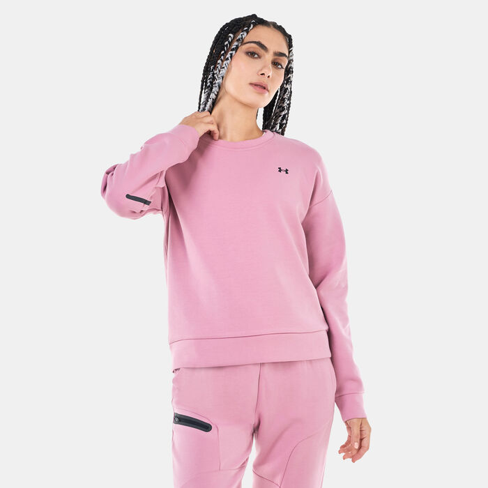 Under Armour Women's Unstoppable Fleece Crew Sweatshirt Pink image number 0