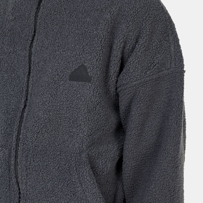 adidas Men's Polar Fleece Full-Zip Hooded Jacket Black image number 4