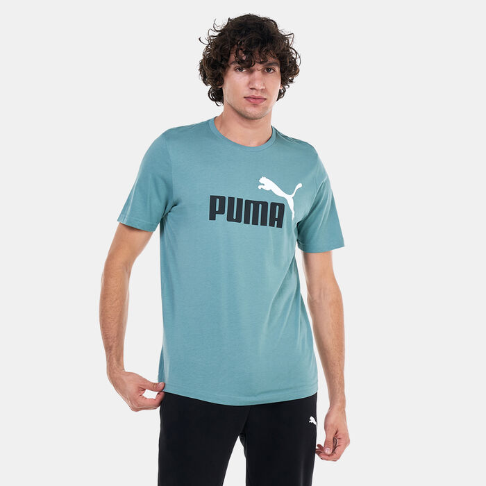 PUMA Men's Essentials+ 2 Colour Logo T-Shirt Green PUMA Men's Essentials+ 2 Colour Logo T-Shirt Green image number 0