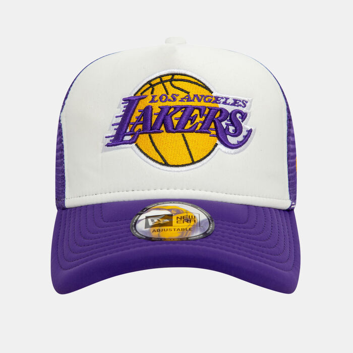 New Era Men's NBA Los Angeles Lakers Flower 9FORTY Trucker Cap Purple New Era Men's NBA Los Angeles Lakers Flower 9FORTY Trucker Cap Purple image number 0