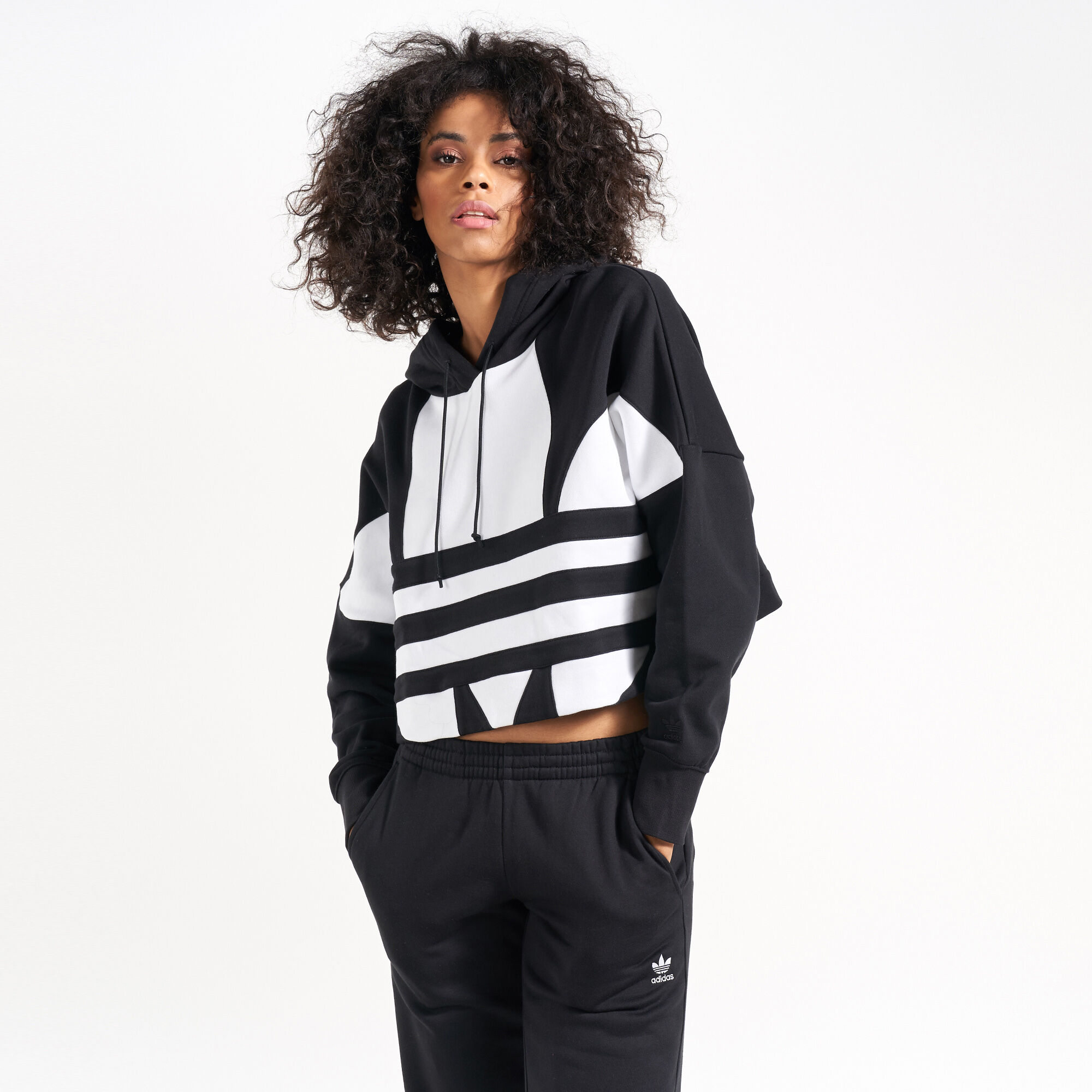 cropped large logo hoodie