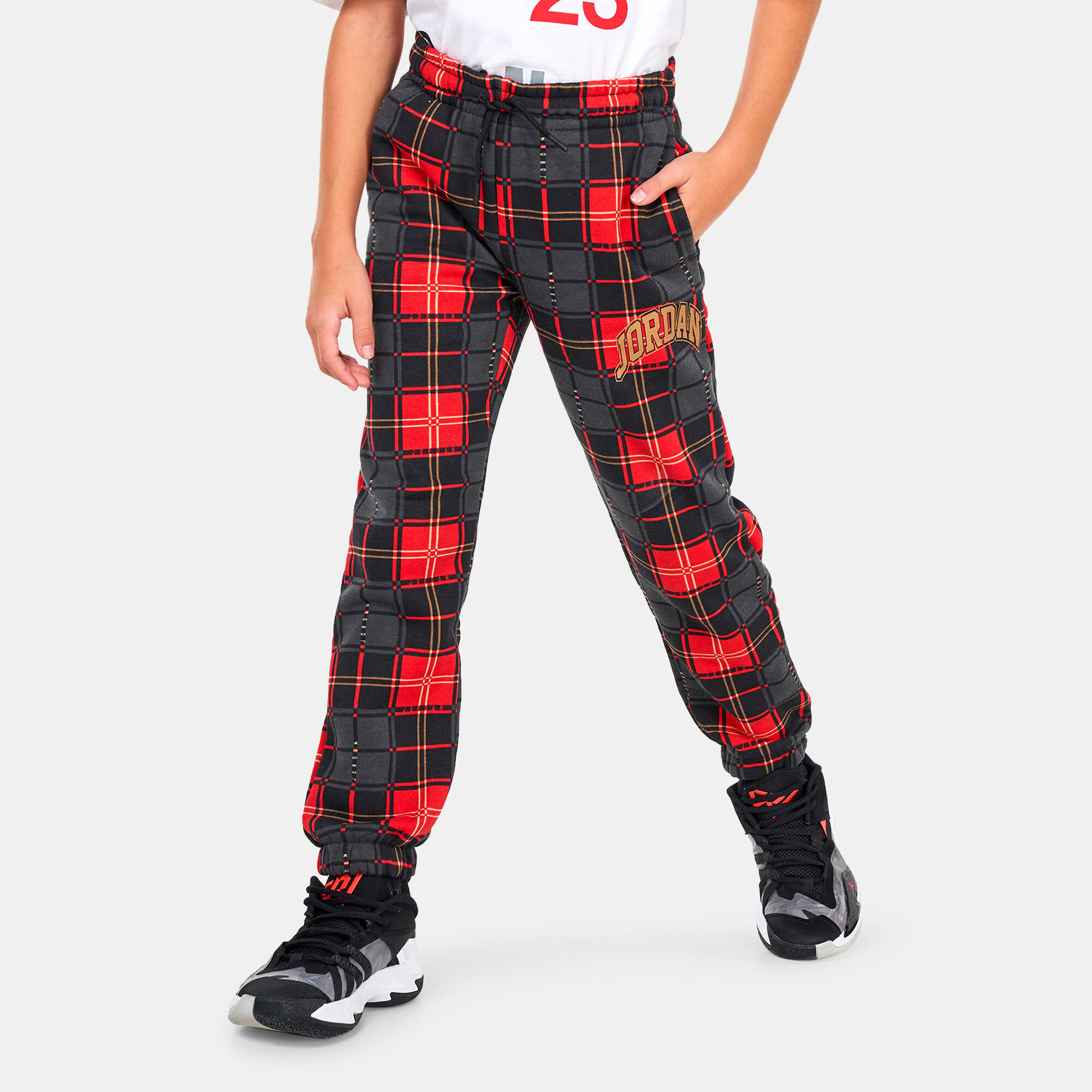 Red and sales black plaid sweatpants