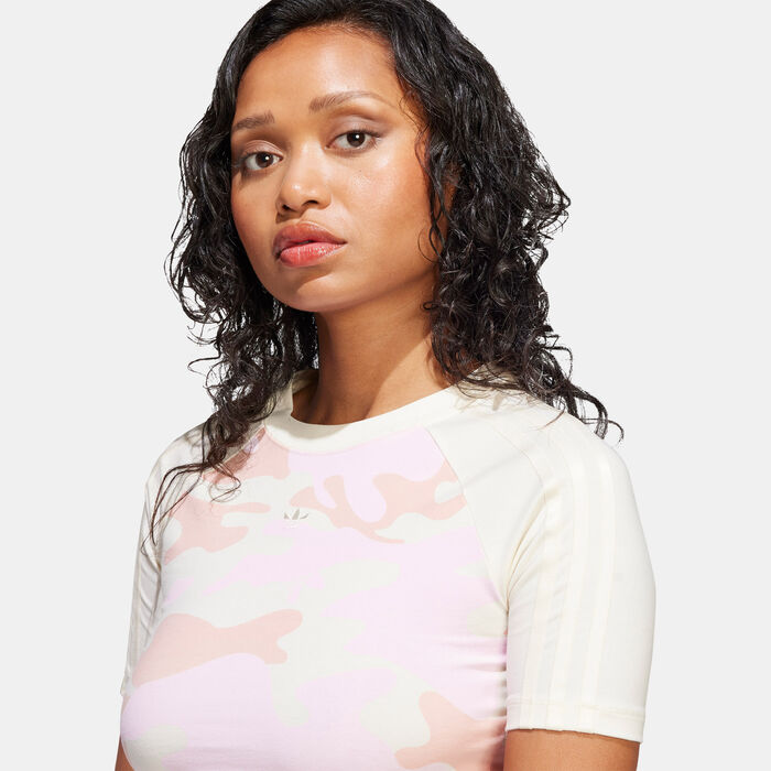 adidas Originals Women's Camo Allover Print Crop Top White adidas Originals Women's Camo Allover Print Crop Top White image number 4