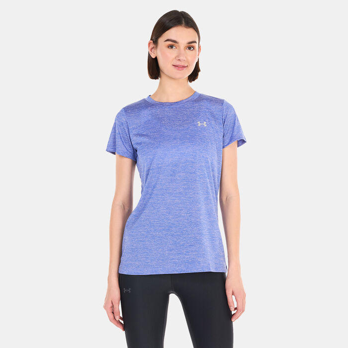Under Armour Women's UA Tech™ Twist Training T-Shirt Blue Under Armour Women's UA Tech™ Twist Training T-Shirt Blue image number 0