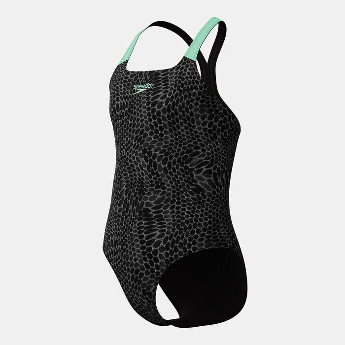 Speedo Kids' Powerback One-Piece Swimsuit Black image number 2