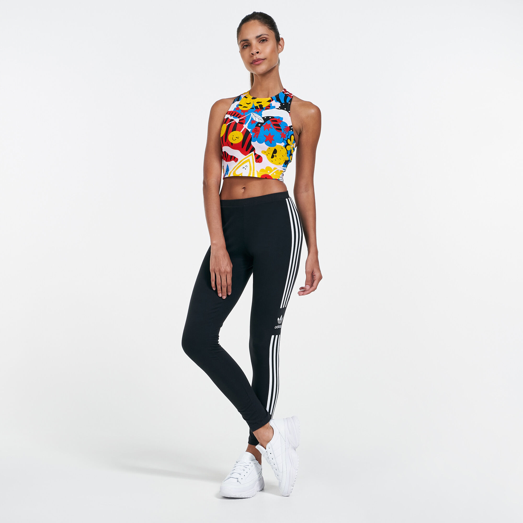 Adidas crop top on sale and pants set