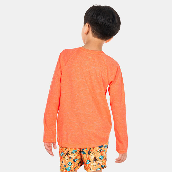 Nike Swim Kids' Heather Hydroguard Swim Top Orange image number 1