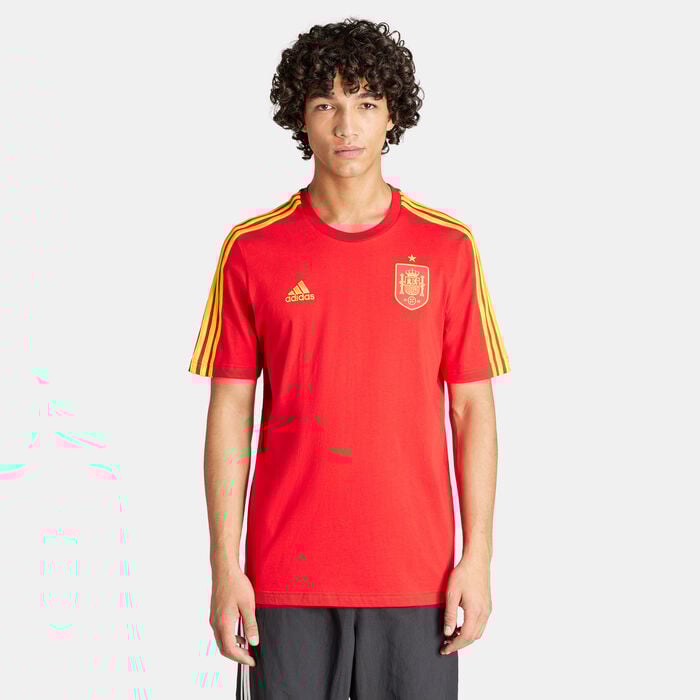 adidas Men's Spain DNA 3-Stripes T-Shirt Red adidas Men's Spain DNA 3-Stripes T-Shirt Red image number 0