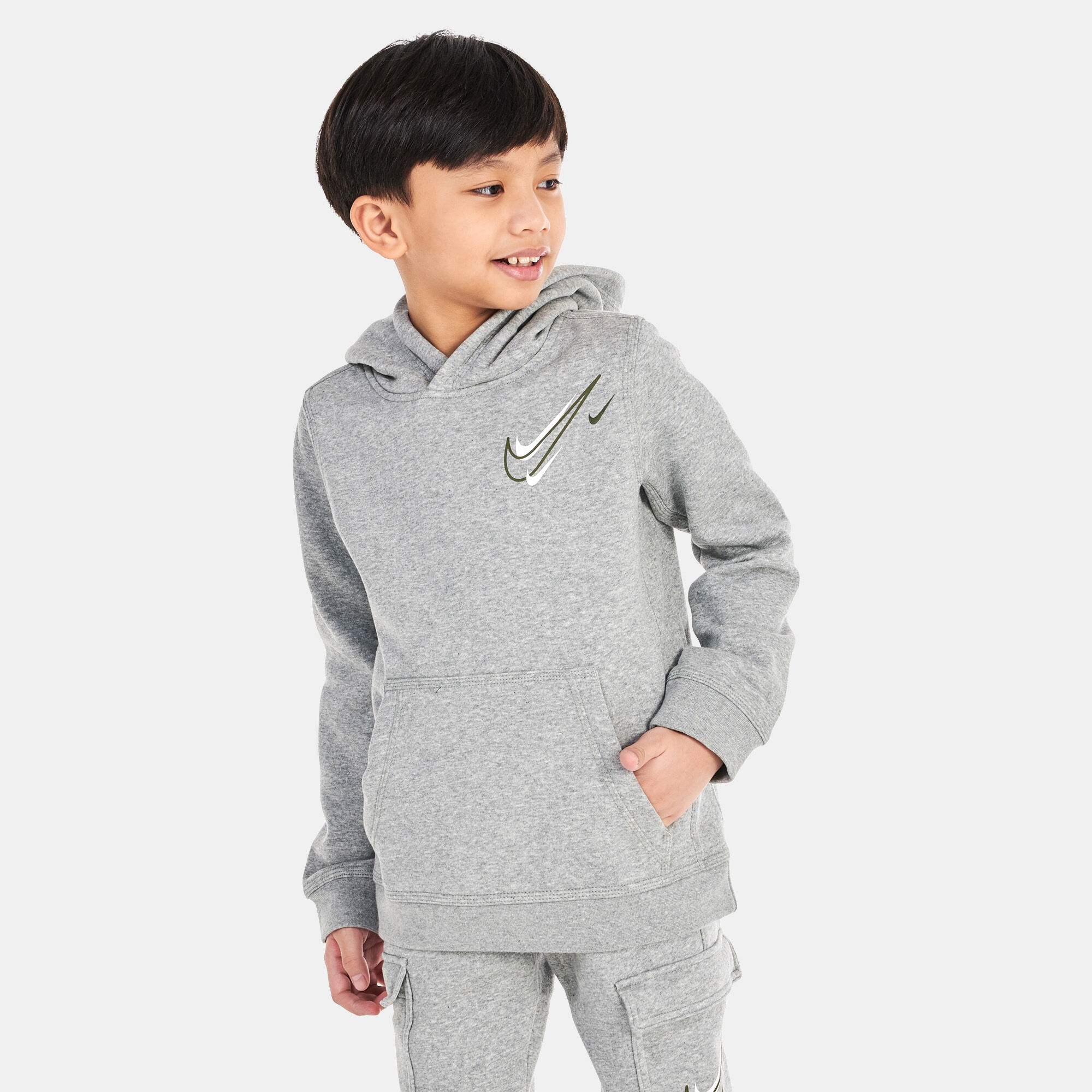 Kids Sportswear Fleece Hoodie Older Kids Grey Nike in KSA SSS