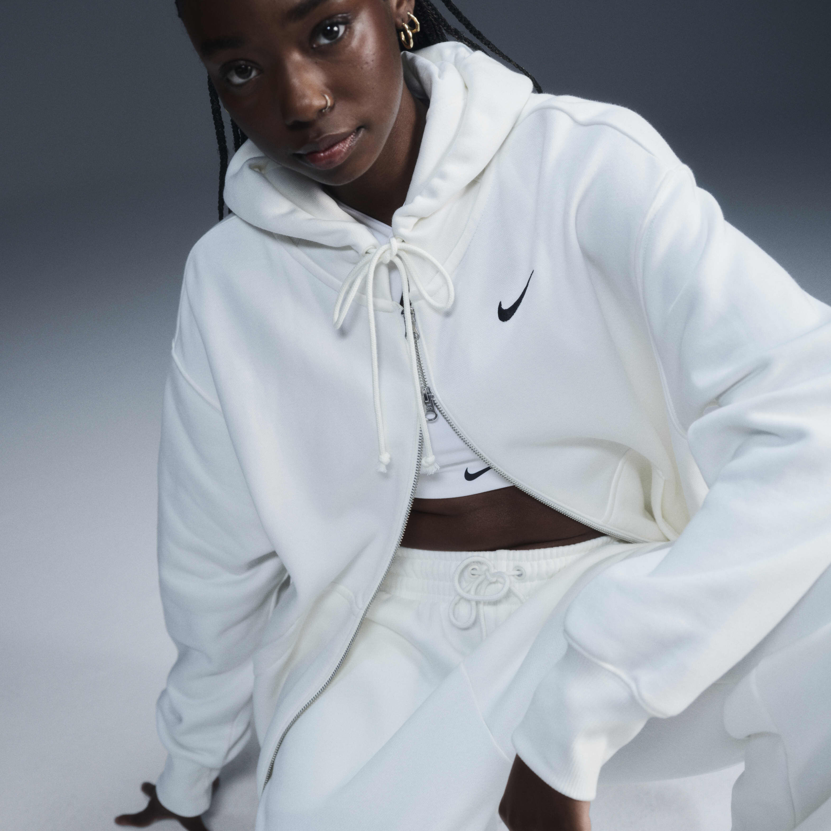 Women s Sportswear Phoenix Fleece Full Zip Hoodie White Nike in KSA SSS