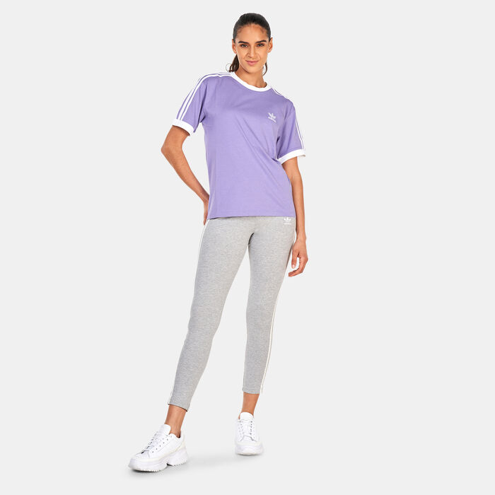 adidas Originals Women's Adicolour Classics 3-Stripes T-Shirt Purple adidas Originals Women's Adicolour Classics 3-Stripes T-Shirt Purple image number 2