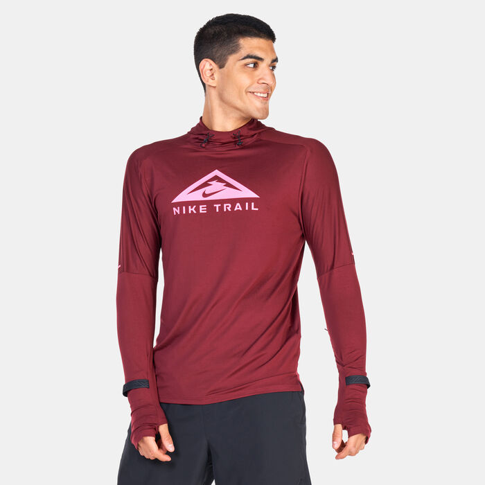 Nike Men's Dri-FIT Trail Running Hoodie Maroon image number 0