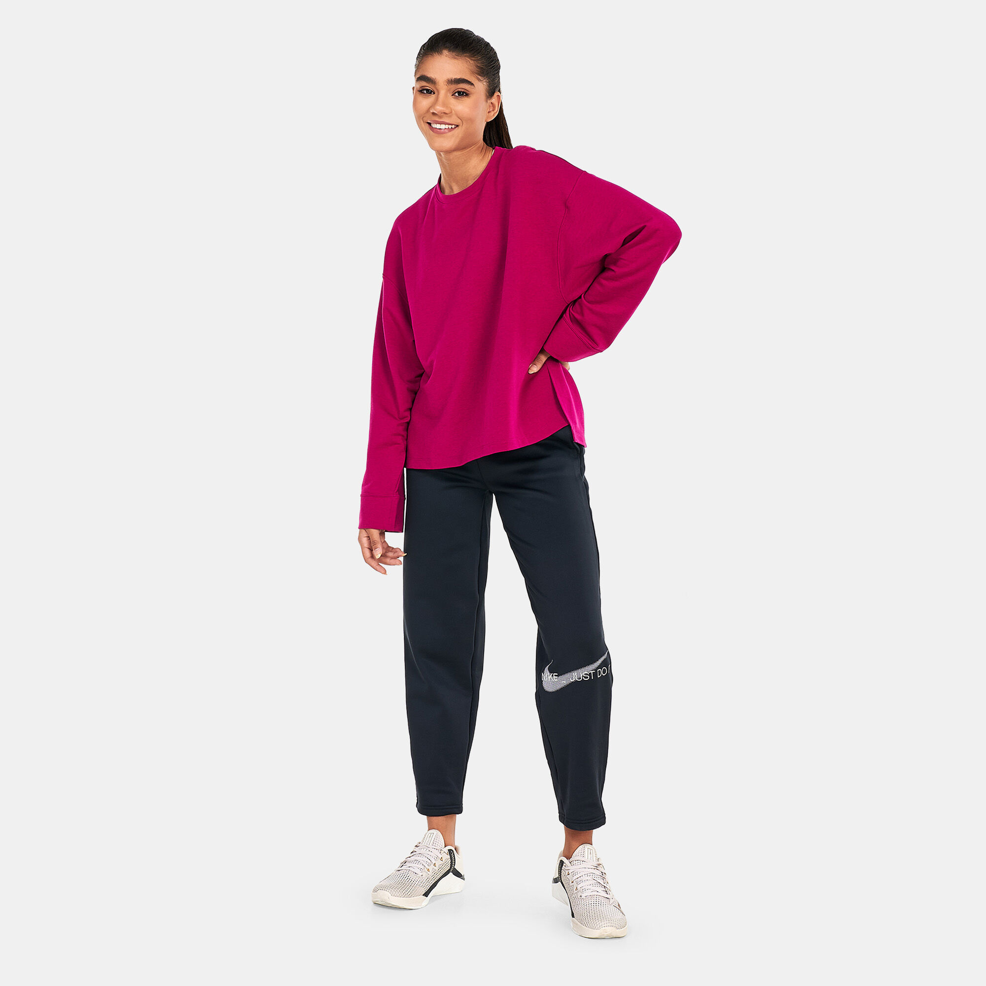 Women s Yoga Dri FIT Crew Sweatshirt Pink Nike in KSA SSS