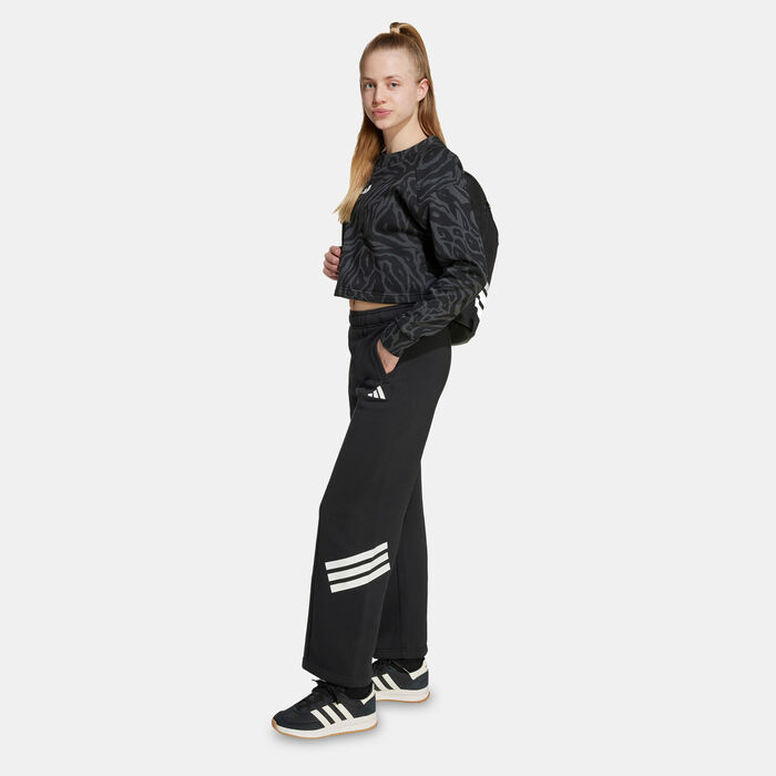 adidas Kids' Future Icons Wide Leg Open Hem Pants Black adidas Kids' Future Icons Wide Leg Open Hem Pants Black image number 2
