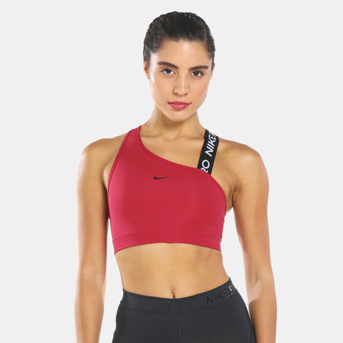 Nike Women's Pro Dri-FIT Swoosh Asymmetric Sports Bra Red Nike Women's Pro Dri-FIT Swoosh Asymmetric Sports Bra Red image number 0