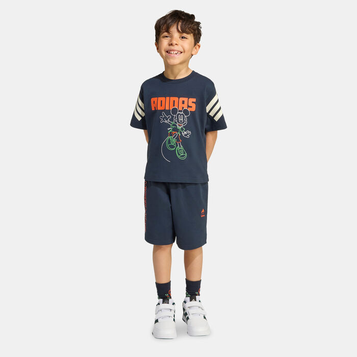 adidas Kids' Disney Mickey Mouse T-Shirt And Shorts Set Blue adidas Kids' Disney Mickey Mouse T-Shirt And Shorts Set Blue image number 0