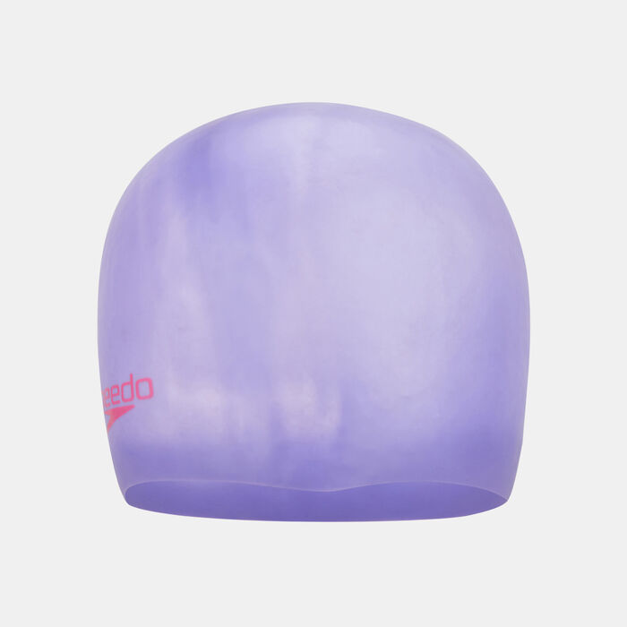 Speedo Kids' Plain Moulded Silicone Swimming Cap Purple Speedo Kids' Plain Moulded Silicone Swimming Cap Purple image number 0