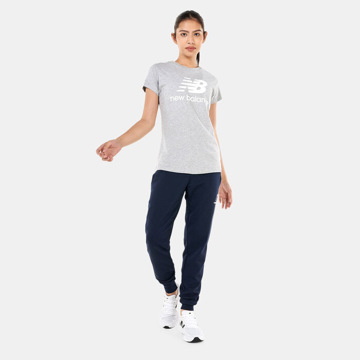 New Balance Women's Essentials Stacked Logo T-Shirt Grey image number 2