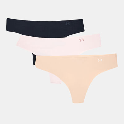Under Armour Women's UA Pure Stretch Thong Underwear (3 Pack) Black