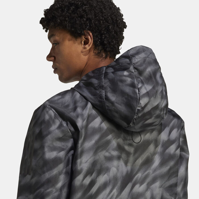 adidas Men's Own The Run Allover Print Jacket Grey adidas Men's Own The Run Allover Print Jacket Grey image number 3