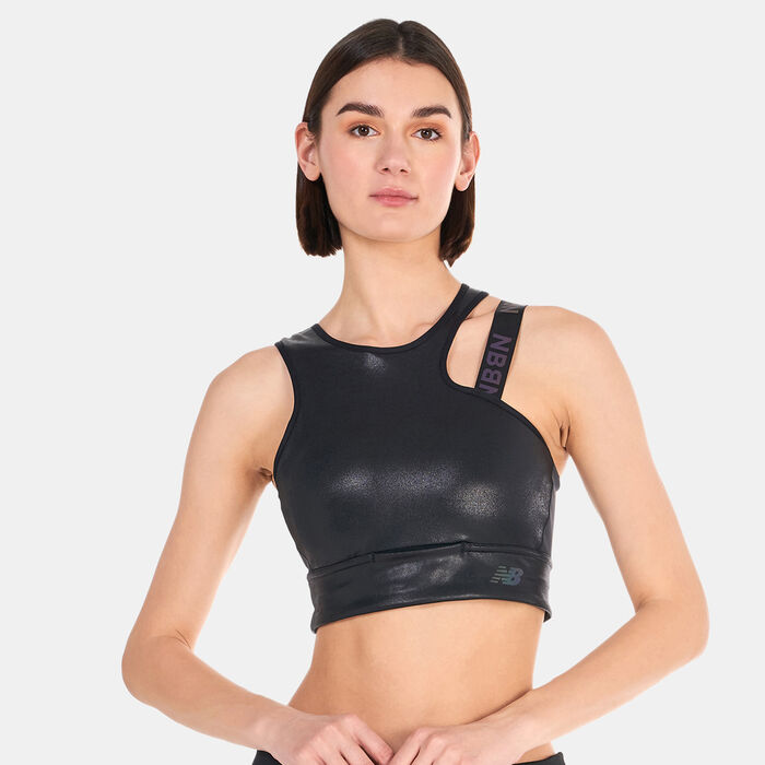 New Balance Women's Q Speed Shape Shield Crop Sports Bra Black New Balance Women's Q Speed Shape Shield Crop Sports Bra Black image number 0