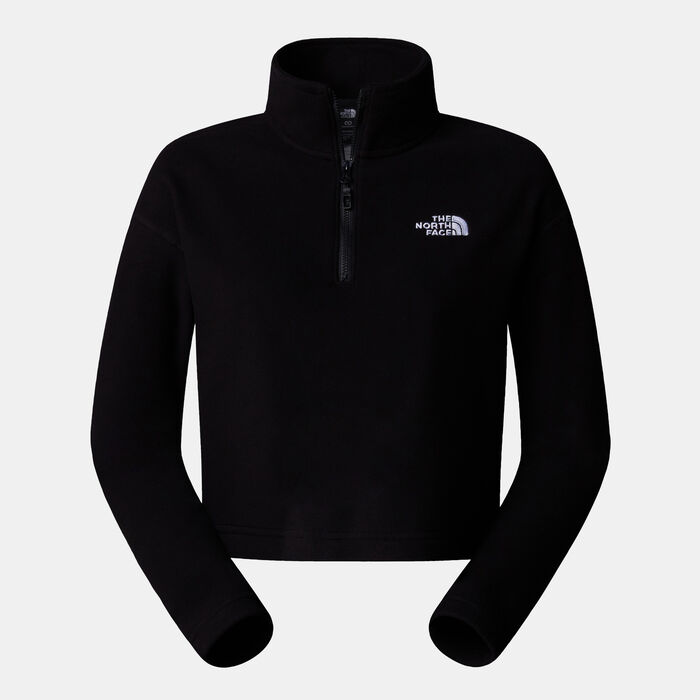 The North Face Women’s 100 Glacier 1/4-Zip Crop Top Black image number 0