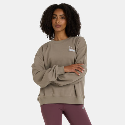 New Balance Women's Flower Shoe Sweatshirt Brown New Balance Women's Flower Shoe Sweatshirt Brown