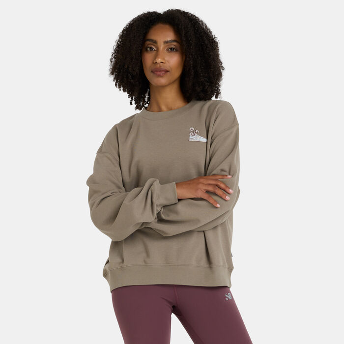 New Balance Women's Flower Shoe Sweatshirt Brown New Balance Women's Flower Shoe Sweatshirt Brown image number 0