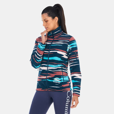 Columbia Women's Fast Trek Printed Fleece Jacket Blue Columbia Women's Fast Trek Printed Fleece Jacket Blue