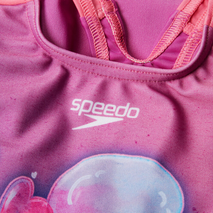 Speedo Kids' Digital Printed One-Piece Swimsuit Pink image number 3