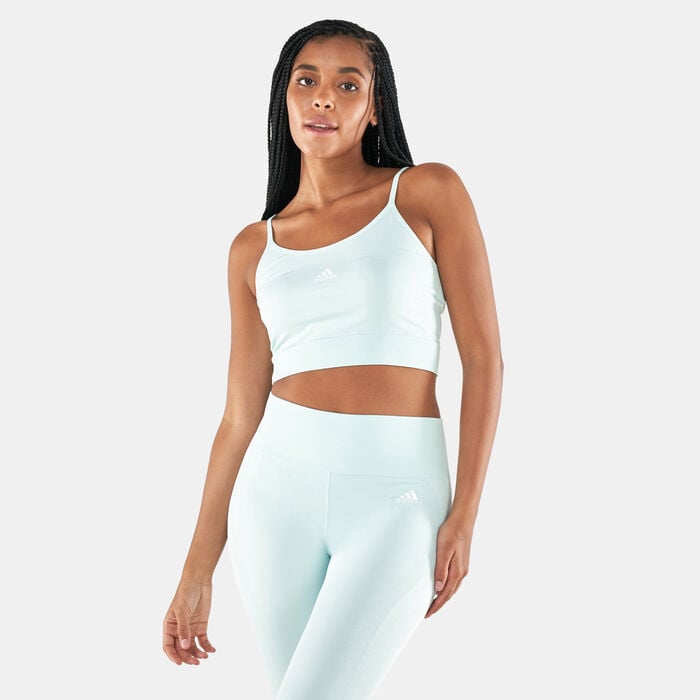adidas Women's Seamless Spaghetti Crop Tank Top Green adidas Women's Seamless Spaghetti Crop Tank Top Green image number 0