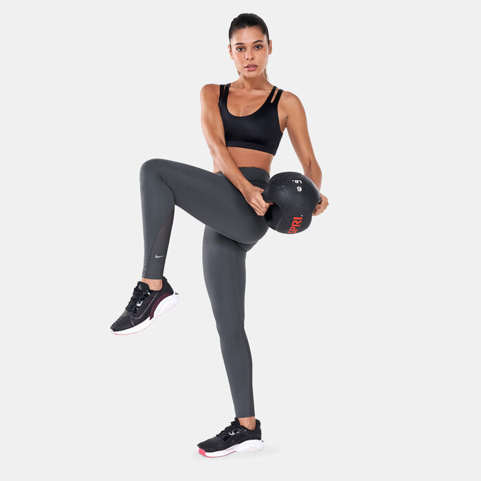 Nike Women's One Mid-Rise 7/8 Mesh-Panelled Leggings Grey Nike Women's One Mid-Rise 7/8 Mesh-Panelled Leggings Grey image number 2