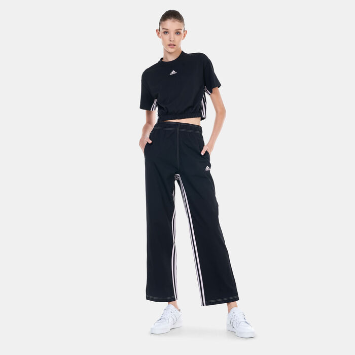 adidas Women's Dance 3-Stripes Wide-Leg Trousers Black image number 2
