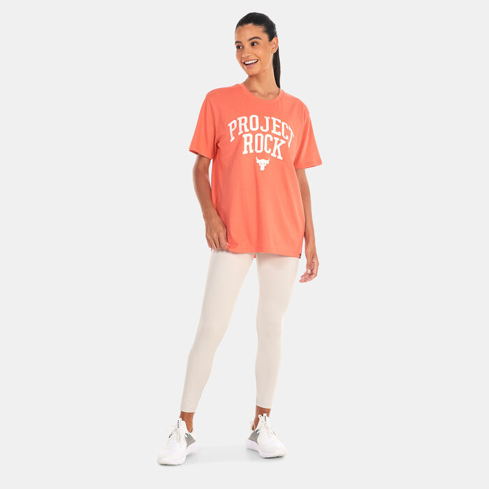 Under Armour Women's Project Rock Heavyweight Campus T-Shirt Red Under Armour Women's Project Rock Heavyweight Campus T-Shirt Red image number 2