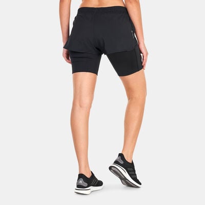 adidas Women's Run Icons Two-in-One Running Shorts Black adidas Women's Run Icons Two-in-One Running Shorts Black
