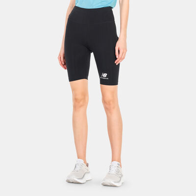 New Balance Women's Essentials Stacked Logo Bike Shorts Black New Balance Women's Essentials Stacked Logo Bike Shorts Black