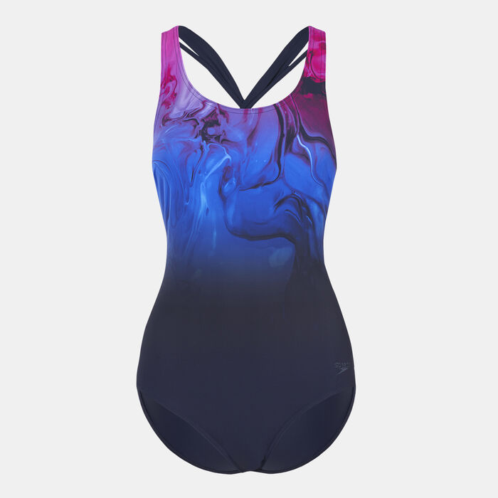Speedo Women's Calypso Printed Shaping One-Piece Swimsuit Black Speedo Women's Calypso Printed Shaping One-Piece Swimsuit Black image number 0