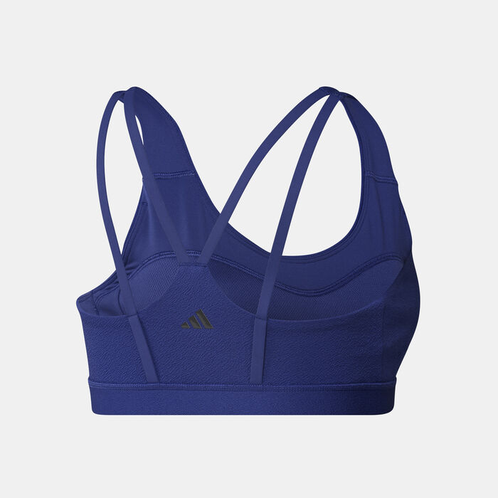 adidas Women's All Me Luxe Medium-Support Training Sports Bra Blue adidas Women's All Me Luxe Medium-Support Training Sports Bra Blue image number 1