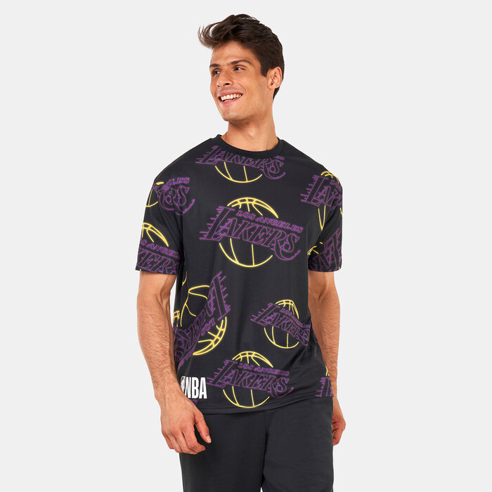 New Era NBA Printed Neon LA Lakers T-Shirt Black New Era NBA Printed Neon LA Lakers T-Shirt Black image number 0