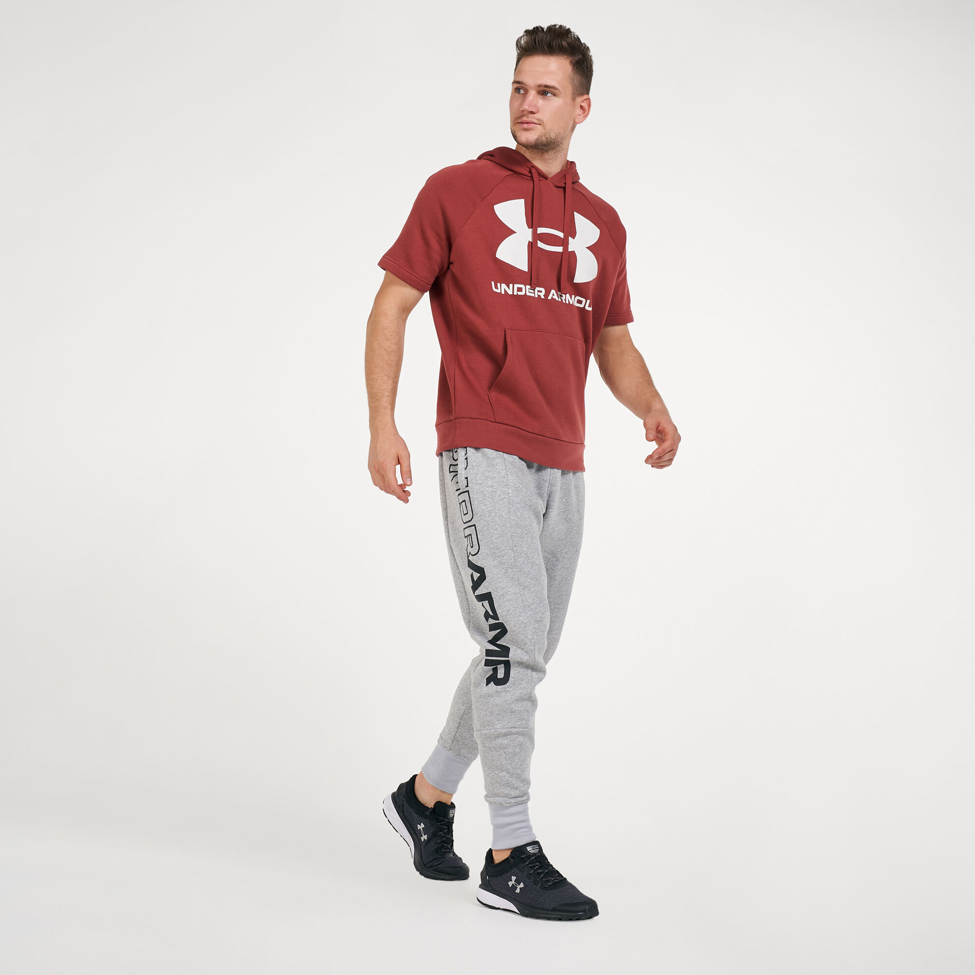 Buy Under Armour Men s UA Rival Short Sleeve Hoodie Red in KSA SSS
