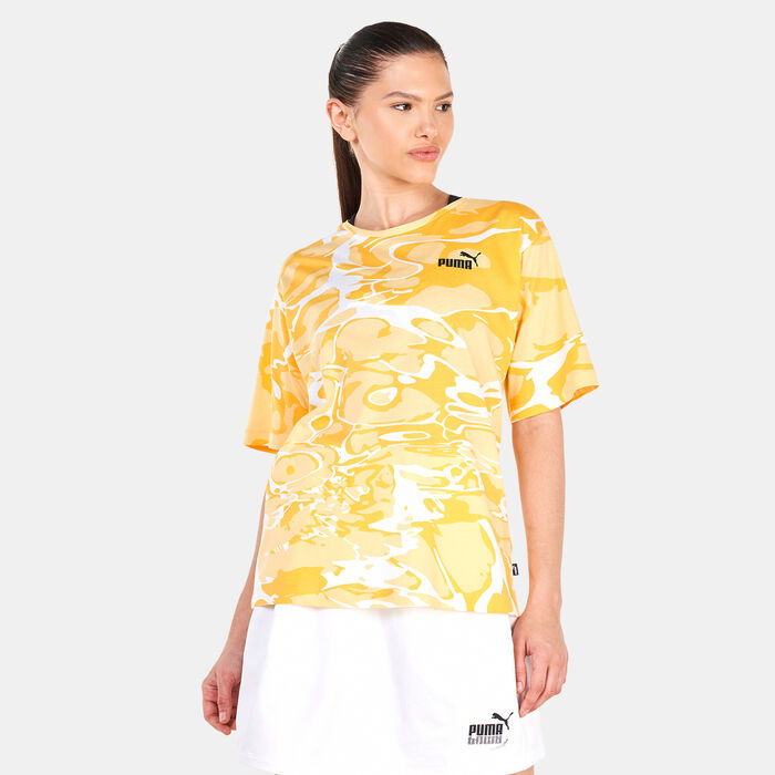 PUMA Women's Summer Splash Allover Print T-Shirt yellow PUMA Women's Summer Splash Allover Print T-Shirt yellow image number 0