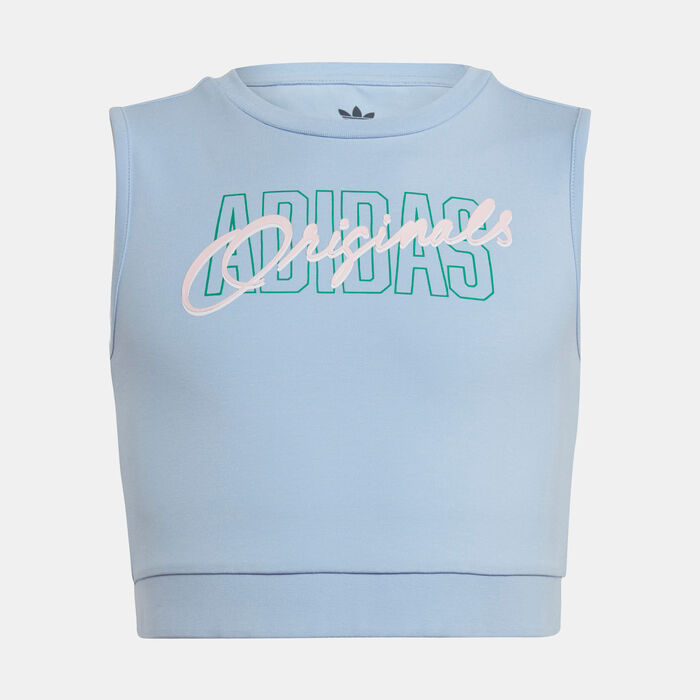 adidas Originals Kids' Graphic Print Crop Tank Top Blue image number 0